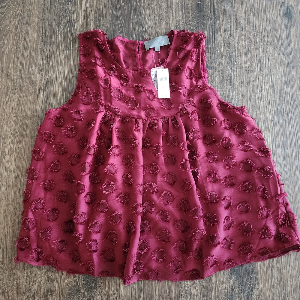 NWT AnthropologieXL  Sachin & Babi Rosette Textured Sleeveless Burgundy Top